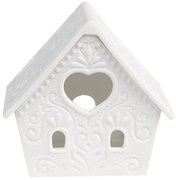 Biely porcelánový svietnik chalúpka House Fairy - 8*6*8 cm