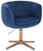 LuxuryForm DESIGN Kreslo MONTANA VELUR na zlatom kríži - modré