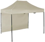 Rýchlorozkladací nožnicový stan 2x3m - oceľový, 1 bočná plachta, Béžová