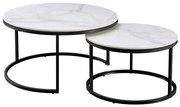 Tempo Kondela Konferenčné stolíky, set 2 ks, biely mramor/čierna oceľ, LASTRO