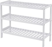 Bambusový stojan na topánky, botník 3-úrovňový, biely