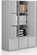 Kancelárska skriňa FRAME, 12x dvere, 1299 x 450 x 1735 mm, PUSH-lock, sivá