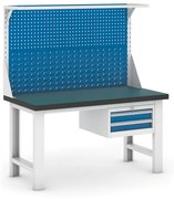 Pracovný stôl do dielne GB s nadstavbou a závesným boxom na náradie, 1500 mm