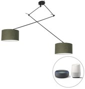 Inteligentné závesné svietidlo čierne s tienidlom 35 cm zelené vrátane 2 Wifi A60 - Blitz