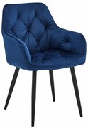 Jedálenská stolička JORK zamatová, tmavomodrá (čierne nohy)