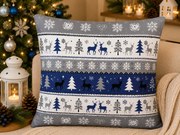 INTERMEDIC SK Obliečka na vankúšik Christmas Grey/Blue 40x40 cm