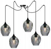 Závesné svietidlo Praga Spider, 5x sklenené tienidlo (mix 3 farieb)