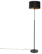 Stojaca lampa čierna s tienidlom z čierneho zamatu so zlatom 35 cm - Parte