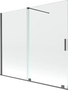 Mexen Velar, 2-krídlová posuvná vaňová zástena 180 x 150 cm, 8mm číre sklo, grafitový matný profil, 896-180-000-01-66