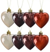 Set 8ks vianočná ozdoba plastové srdce - 5*3*5 cm
