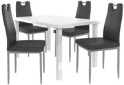 Jedálenský set 1 + 4 Belini biely / čierne Roberto ROB/0/ZES/W/4B