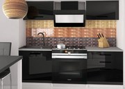 Kuchynská linka Belini 120 cm čierny lesk s pracovnou doskou Vulcano2 INF VULCANO2/4/WT/B/0/B1