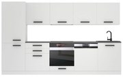 Kuchynská linka Belini Premium Full Version 300 cm biely mat  s pracovnou doskou ROSE