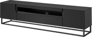 TV stolík Loftia 200 cm na kovovom ráme - čierny / čierny mat