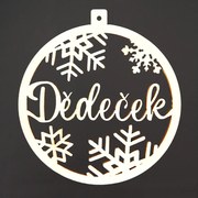 AMADEA Drevená ozdoba koliesko - Dedko, 6 cm, český výrobok