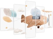 Obraz - Akvarelový slon v lietadle (150x105 cm)