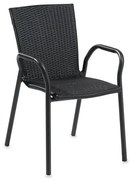 Kaviarenská stolička Vienna, stohovateľná, hliník, čierny ratan