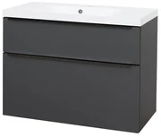Mereo, Mereo Mailo, kúpeľňová skrinka s umývadlom z liateho mramoru 101 cm, antracit, čierne madlo, MER-CN532MB