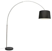 Oceľová oblúková lampa s látkovým tienidlom čierna 45 cm - XXL