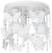 Detské stropné svietidlo Angelica, 1x krištáľové/biele kovové tienidlo, w