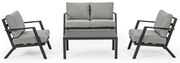 Sivý hliníkový záhradný lounge set pre 4 Harley – Bizzotto