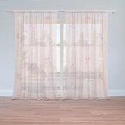 Sablio Záclony Biele a ružové kvety: 2ks 150x250cm