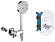 Mereo Mereo, Vaňový set s termostatickou podomietkovou tlačidlovou batériou - 2-cestná + sprchový set, MER-CB60106TB5