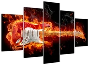Obraz - Gitara v plameňoch (150x105 cm)