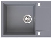 Sink Quality Sink55, kuchynský granitový drez 620x460x215 mm + chrómový sifón, šedá, SKQ-SINK.D.1KKO.X