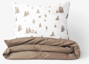 Goldea bavlnené posteľné obliečky duo - beskydy s kávovo hnedou 140 x 200 a 70 x 90 cm