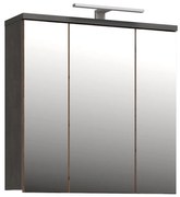 Závesná kúpeľňová skrinka so zrkadlom VENOM antracit/hnedá