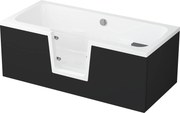 Vaňa s dvierkami Polimat OVI 160x75 ĽAVÁ s čiernym čelným krycím panelom + vaňový sifón automat s prepadom VABPS-ZU 70