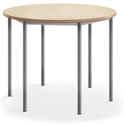 Stôl SONITUS, okrúhly, Ø 1200x900 mm, linoleum - béžová, strieborná