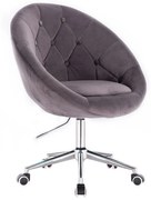 LuxuryForm DESIGN Kreslo VERA VELUR na striebornej podstave s kolieskami - tmavo šedé