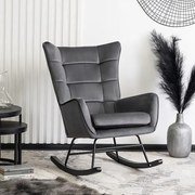 Dizajnové hojdacie kreslo Bergen šedá velúr