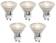 Sada 5 stmievateľných čírych LED žiaroviek GU10 50mm 4,9W 500 lm 2700K