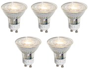 Sada 5 stmievateľných LED žiaroviek GU10 50 mm číra 4,9 W 500 lm 2700 K