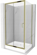 Mexen Apia sprchová kabína, posuvné dvere 120 x 80 cm, transparentnéné, zlatá + závesný bidet Rio - 840-120-080-50-00-4510