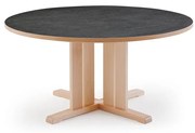 Stôl KUPOL, okrúhly, Ø1300x720 mm, linoleum - tmavošedá, breza
