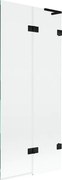 Mexen Lunar L, 2-krídlová vaňová zástena pravá 80 x 150 cm, číre sklo, čierna matná, 897L-080-100-70-00-P