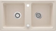 Deante Zorba, granitový drez 780x435x180 mm B/O, 3,5" + priestorovo úsporný sifón, 2-komorový, béžová, ZQZ_5203