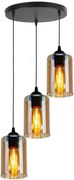 Candellux Čierno-hnedý závesný luster Bistro pre žiarovku 3x E27 s guľatou základňou 33-00576