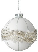 SKLENENÁ VIANOČNÁ BANKA NA STROMČEK SADA 4 KS (FI) 8 CM BIELA