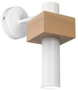 Nástenné svietidlo West, 1x drevené/biele kovové tienidlo, w