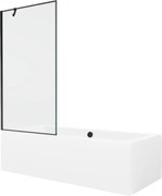 Mexen Cube obdĺžniková vaňa 180 x 80 cm s obkladom a 1-krídlovou sprchovou zástenou 90 cm, Čierny vzor - 550518080X9509007070