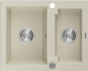 Mexen Carlos, granitový drez 582x475x177 mm, 1,5-komorový, béžová, 6518581500-69