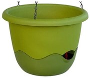 Samozavlažovací závesný kvetináč Mareta, zelená, 25 cm, Plastia, pr. 25 cm