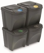 PROSPERPLAST Odpadkový kôš SORTIBOX SIVÝ KAMEŇ - 4x20L