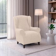 Super strečové poťahy RUBINIA smotanová kreslo ušiak (š. 70 - 95 cm)