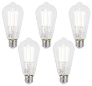 Sada 5 ks Inteligentné stmievateľné LED žiarovky E27 ST64 číre 7W 806lm 2700-6500K